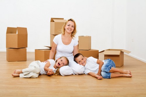 Packing boxes and household items ready for an Isleworth move